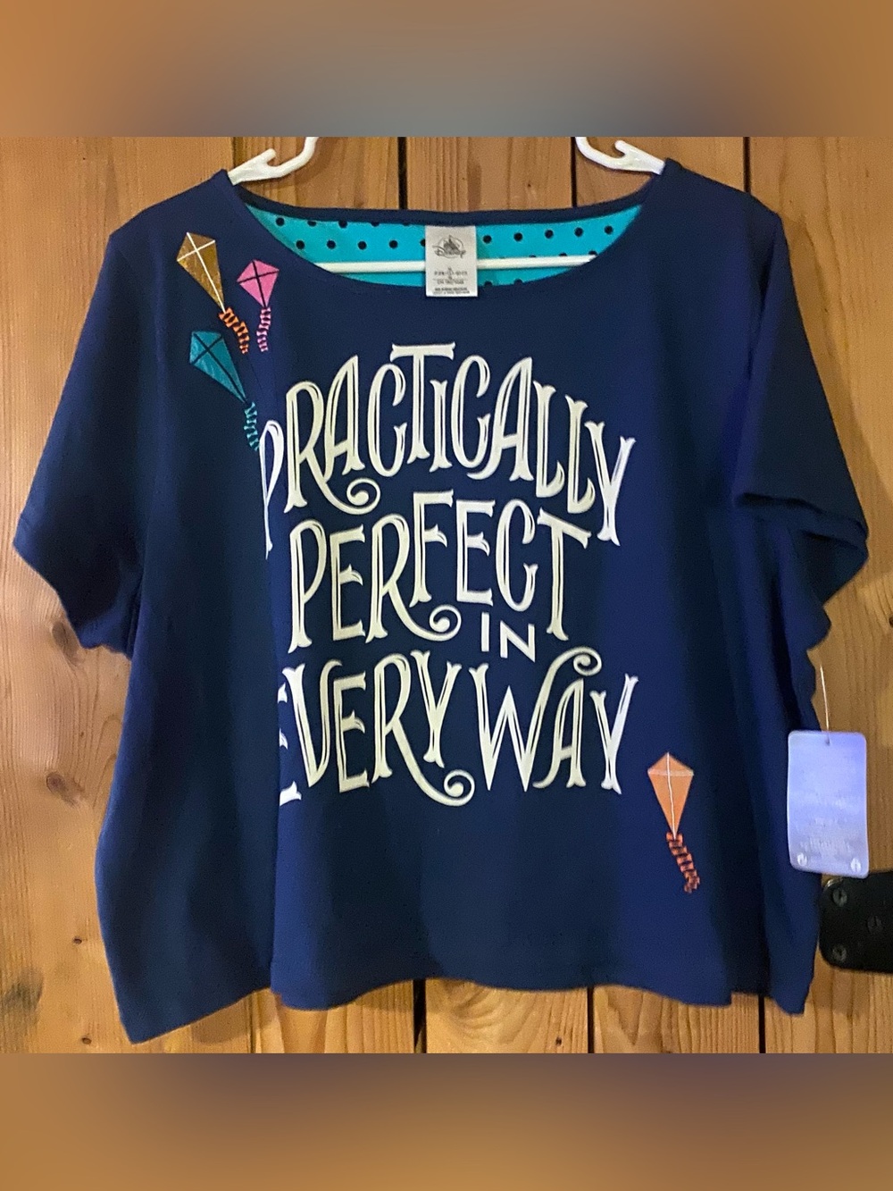 Disney Store Navy Practically Perfect in Every Way Tee Colorful Kite Accents